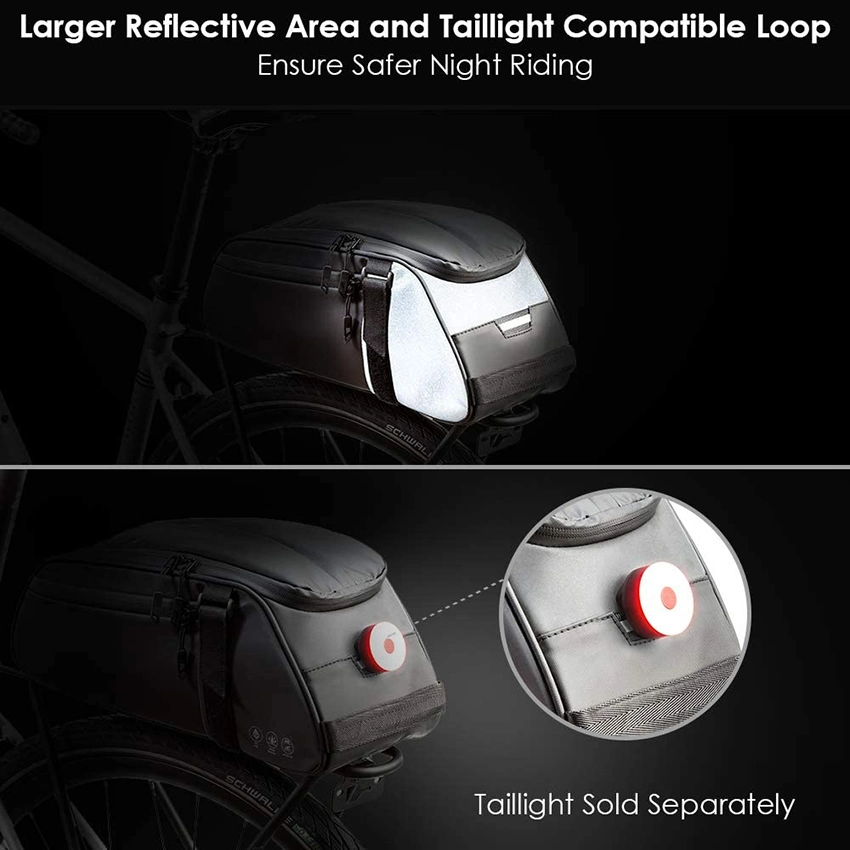 Bike Reflective Water Resistant Bicycle Saddle Panniers Trunk Storage Bag Cycling Back Seat Cargo Carrier Pouch